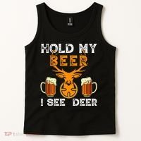 Funny Hunting Hold My Beer I See A Deer Tank Top thumb 2