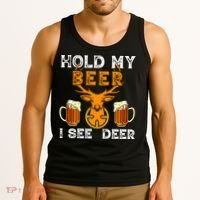 Funny Hunting Hold My Beer I See A Deer Tank Top thumb 3