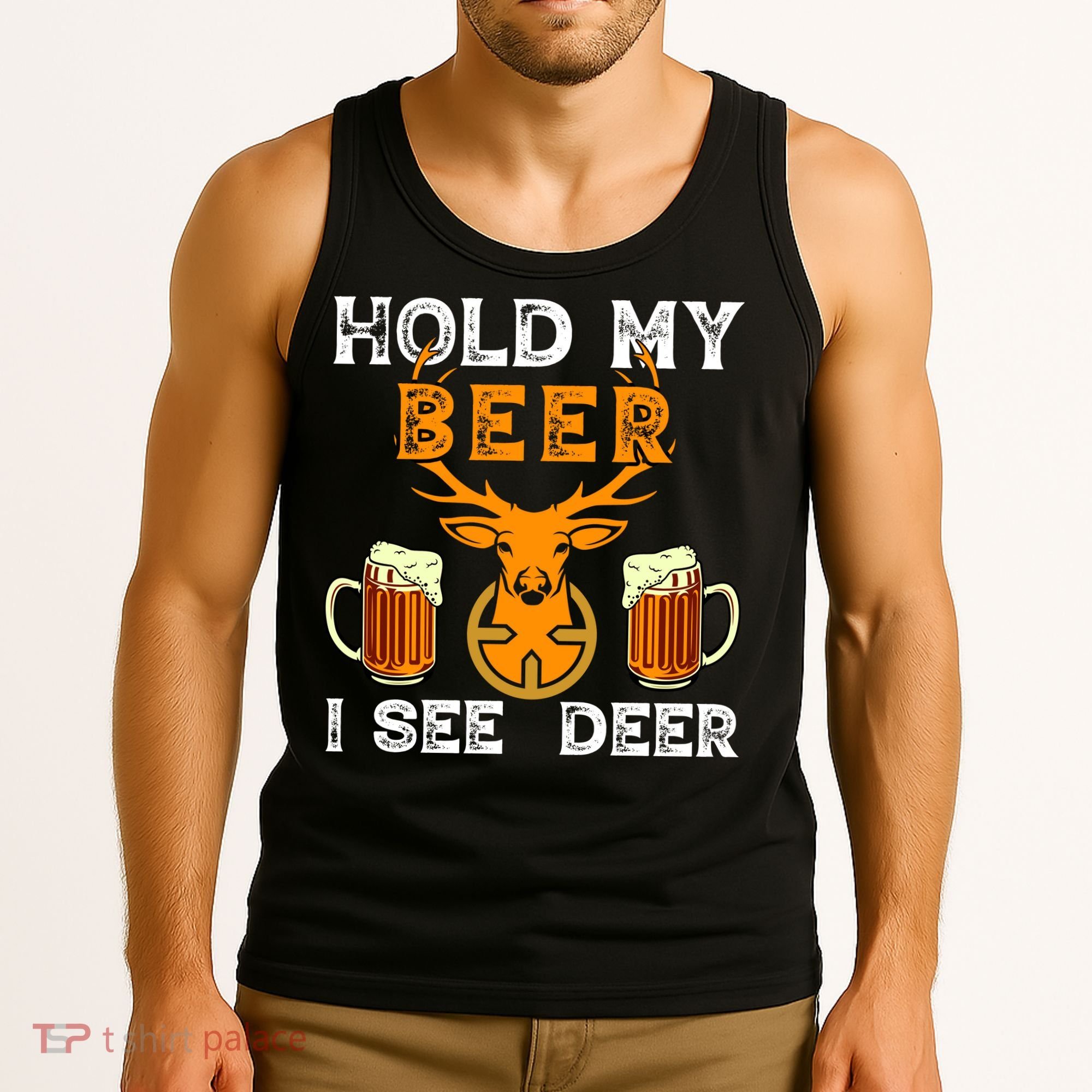 Funny Hunting Hold My Beer I See A Deer Tank Top