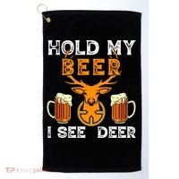 Funny Hunting Hold My Beer I See A Deer Golf Towel thumb 0