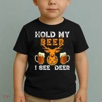 Funny Hunting Hold My Beer I See A Deer Toddler T-Shirt thumb 2