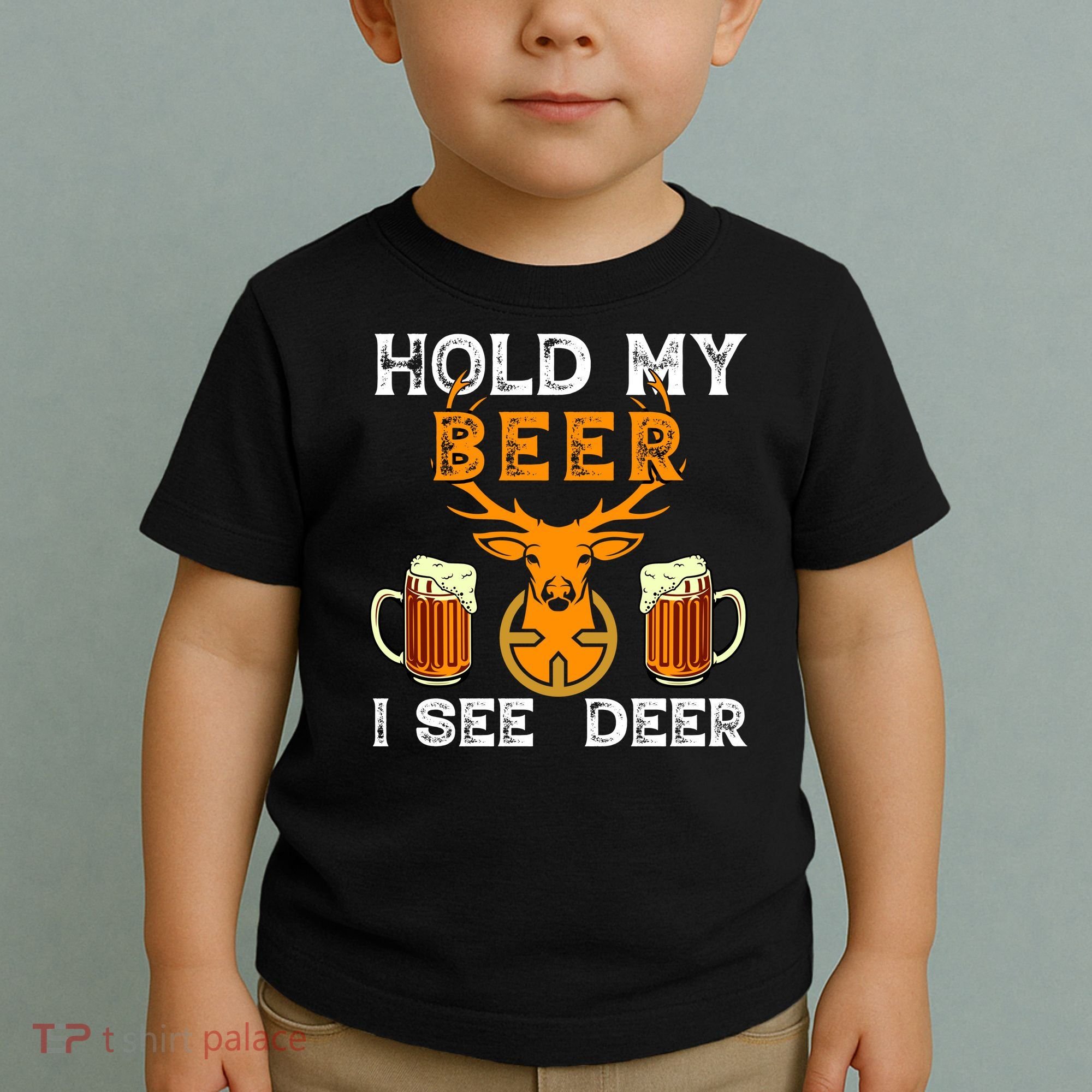 Funny Hunting Hold My Beer I See A Deer Toddler T-Shirt