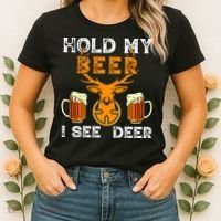 Funny Hunting Hold My Beer I See A Deer Women's T-Shirt thumb 2