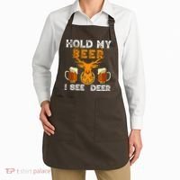 Funny Hunting Hold My Beer I See A Deer Apron thumb 2
