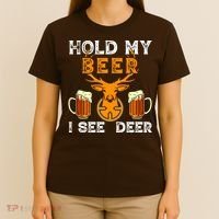 Funny Hunting Hold My Beer I See A Deer T-Shirt thumb 4