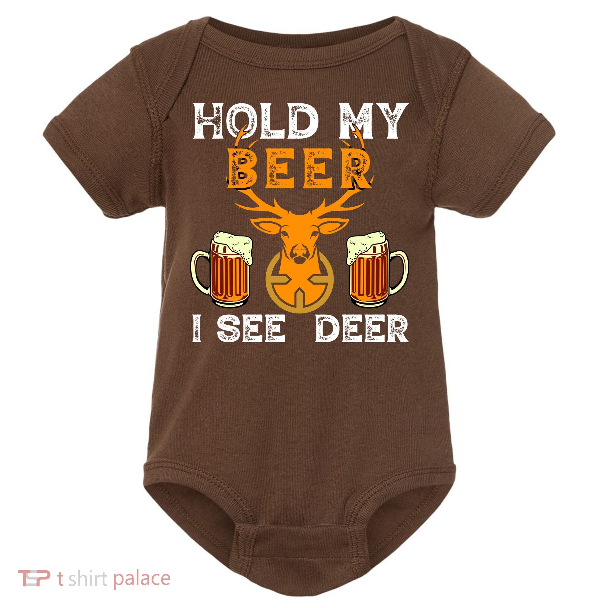 Funny Hunting Hold My Beer I See A Deer Baby Bodysuit
