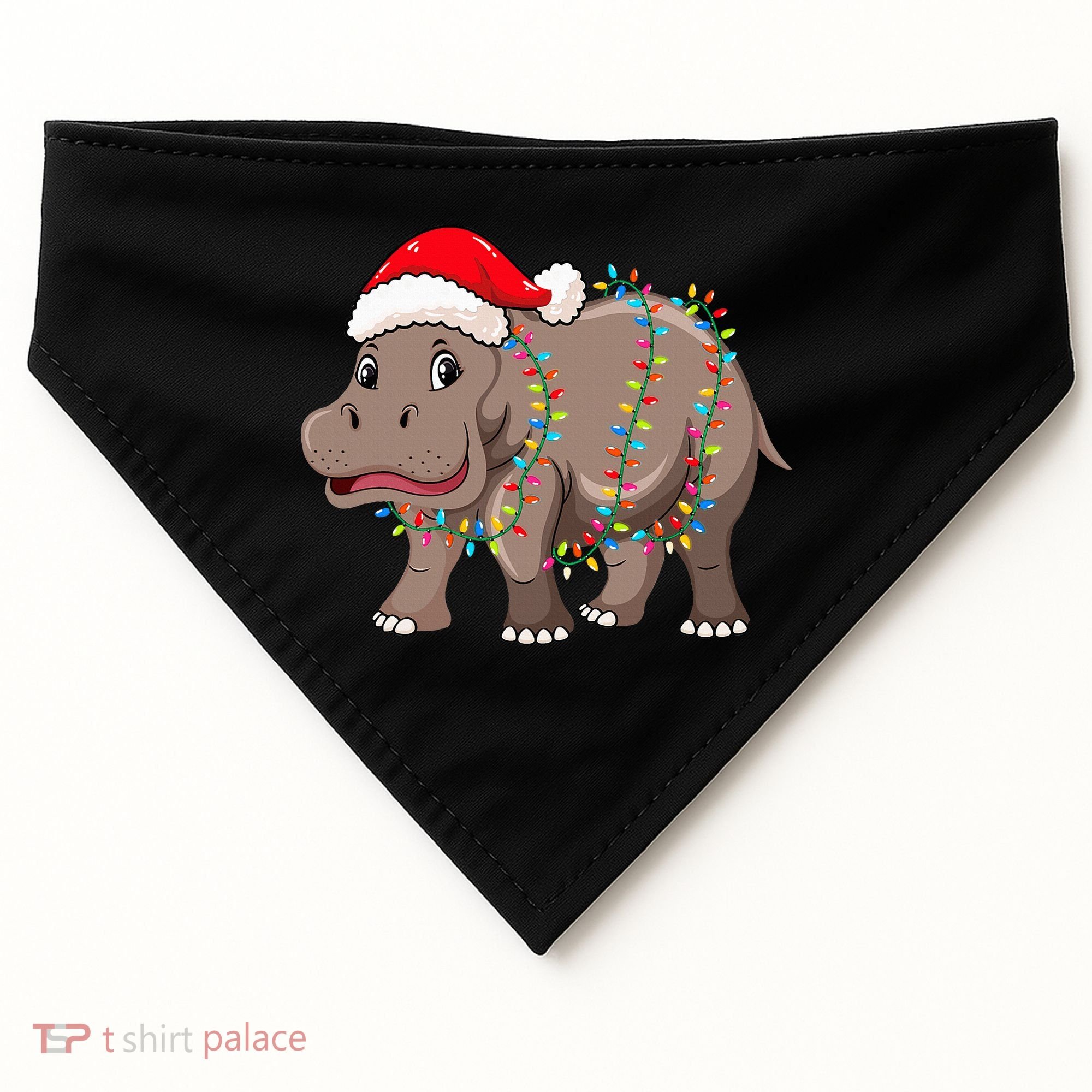 Festive Hippopotamus Hat for Christmas Lovers USA-Made Doggie Bandana
