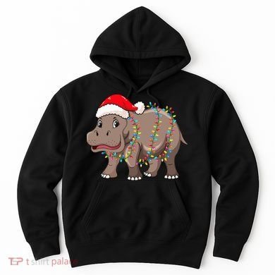 Festive Hippopotamus Hat for Christmas Lovers Hoodie