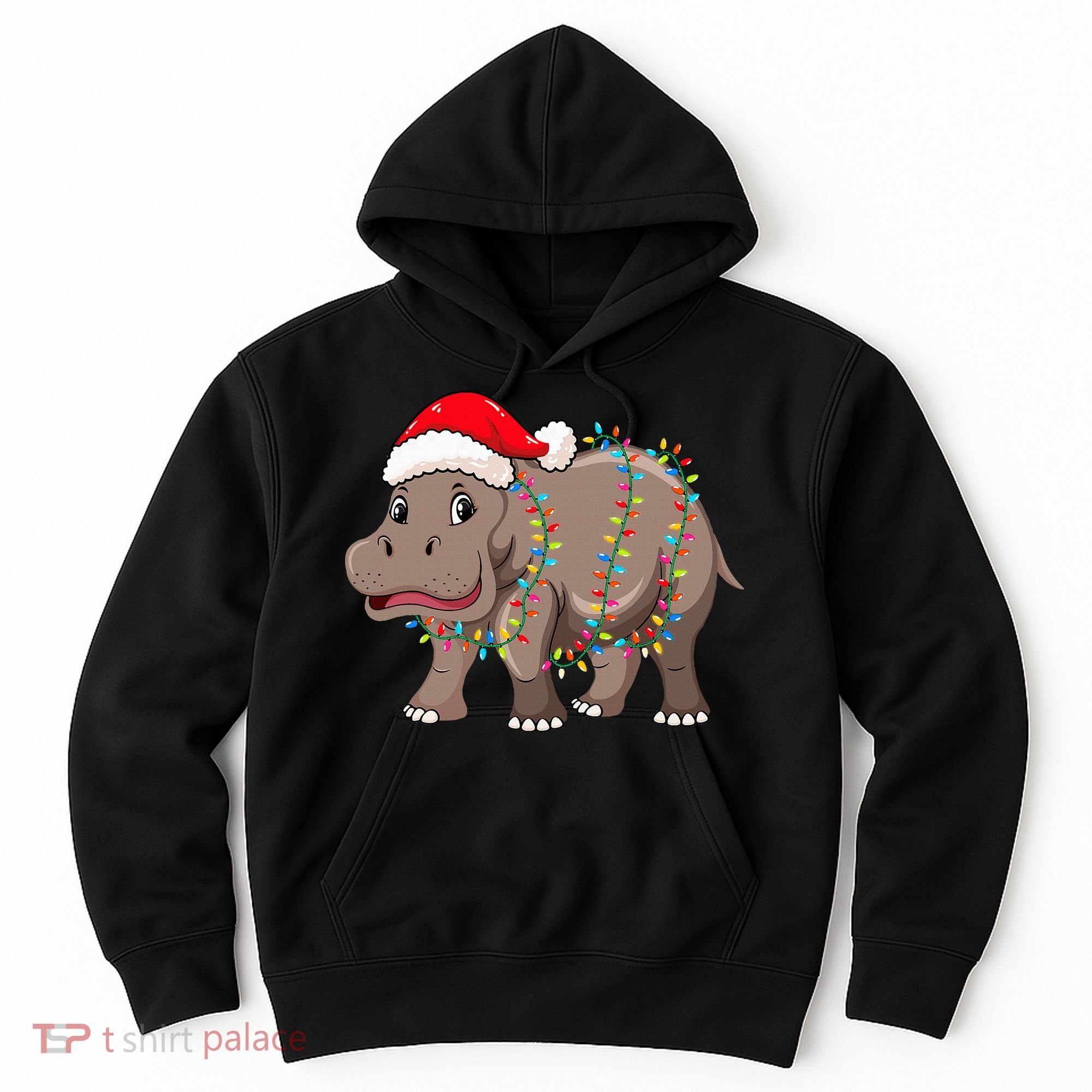 Festive Hippopotamus Hat for Christmas Lovers Hoodie