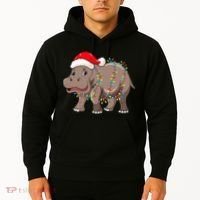 Festive Hippopotamus Hat for Christmas Lovers Hoodie thumb 2