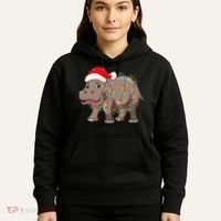 Festive Hippopotamus Hat for Christmas Lovers Hoodie thumb 5