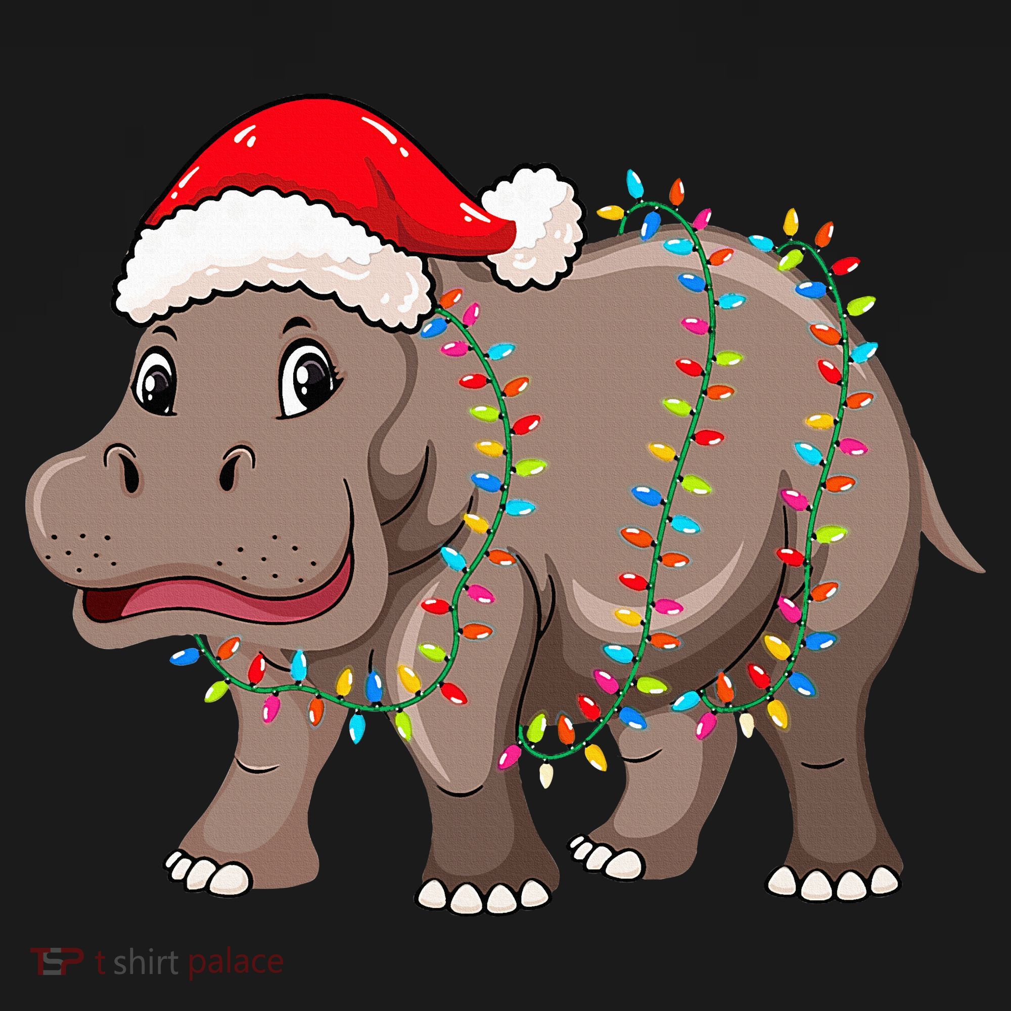 Festive Hippopotamus Hat for Christmas Lovers Hoodie