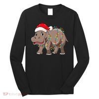 Festive Hippopotamus Hat for Christmas Lovers Long Sleeve Shirt thumb 0