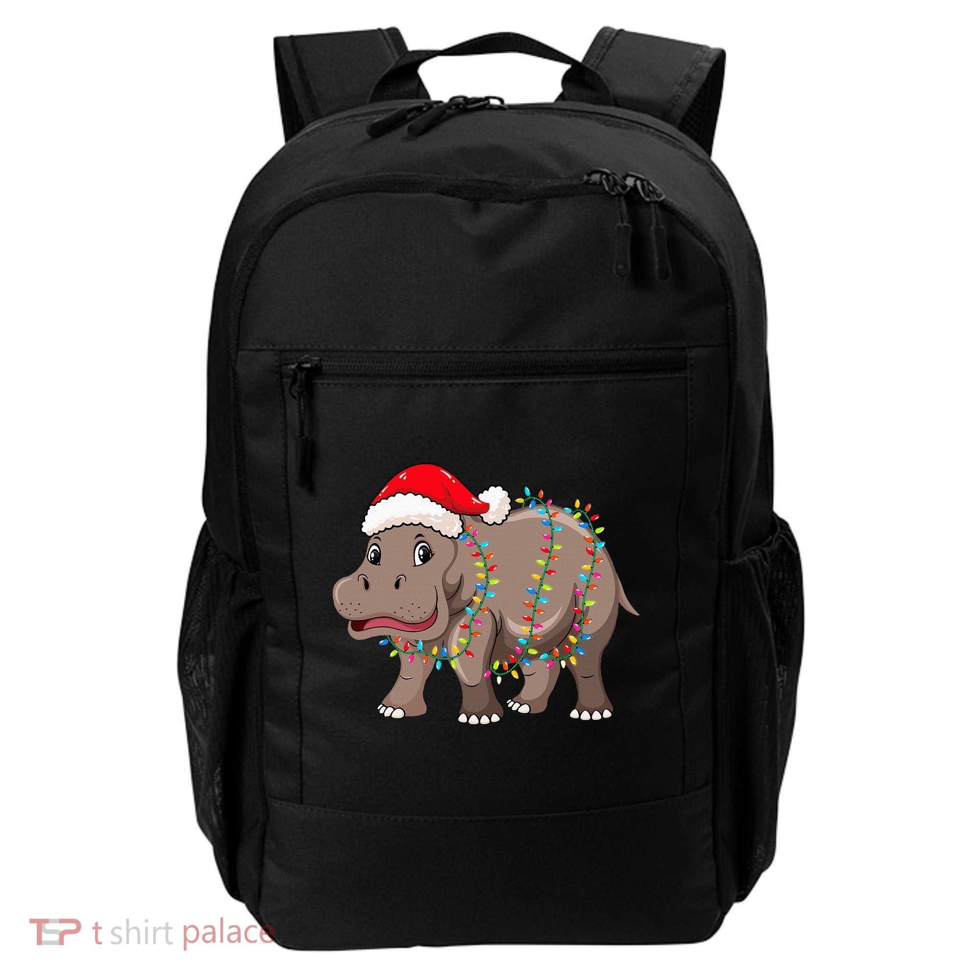 Festive Hippopotamus Hat for Christmas Lovers Backpack