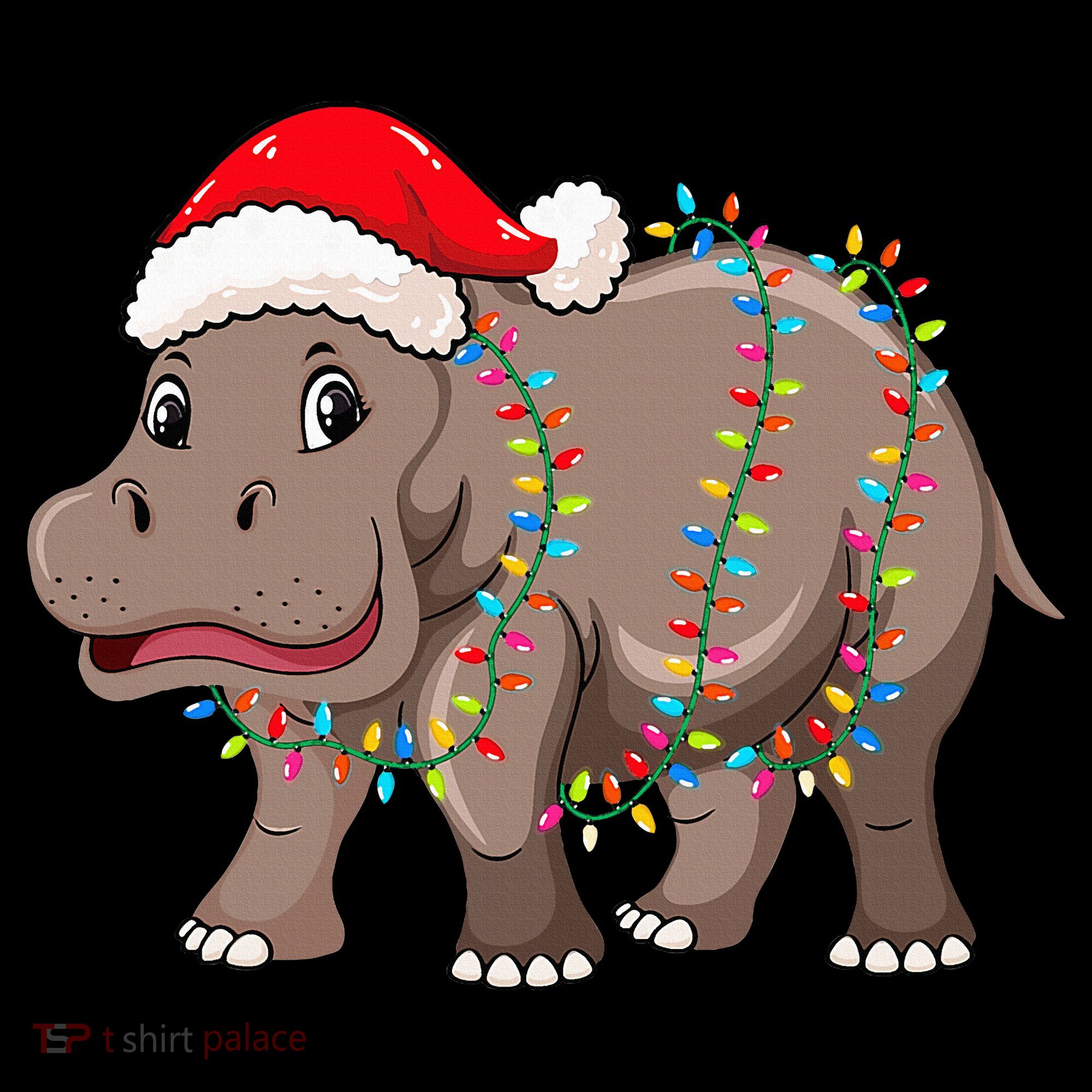 Festive Hippopotamus Hat for Christmas Lovers Women's Hoodie