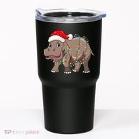 Festive Hippopotamus Hat for Christmas Lovers Tumbler thumb 0