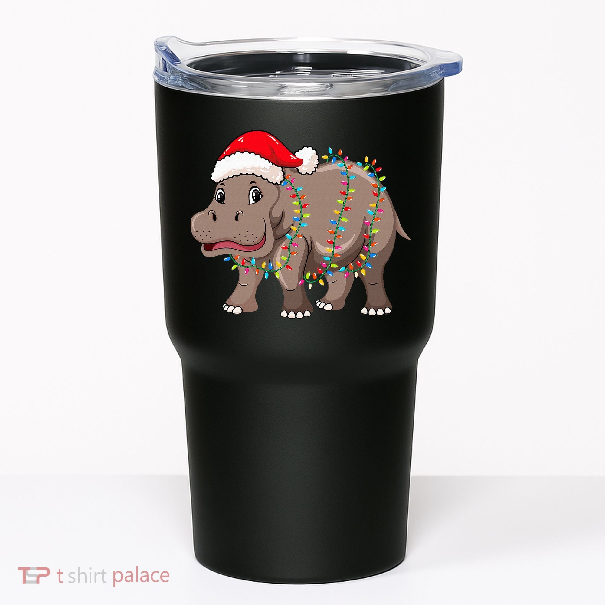 Festive Hippopotamus Hat for Christmas Lovers Tumbler