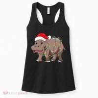 Festive Hippopotamus Hat for Christmas Lovers Women's Tank Top thumb 0