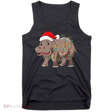 Festive Hippopotamus Hat for Christmas Lovers Tank Top