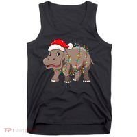Festive Hippopotamus Hat for Christmas Lovers Tank Top thumb 0