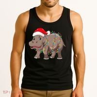 Festive Hippopotamus Hat for Christmas Lovers Tank Top thumb 3