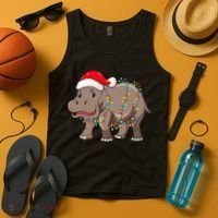 Festive Hippopotamus Hat for Christmas Lovers Tank Top thumb 4
