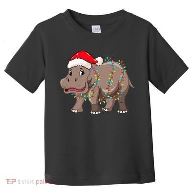 Festive Hippopotamus Hat for Christmas Lovers Toddler T-Shirt