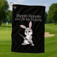 Funny Hippity Hoppity Get Off My Property Gift Golf Towel thumb 1