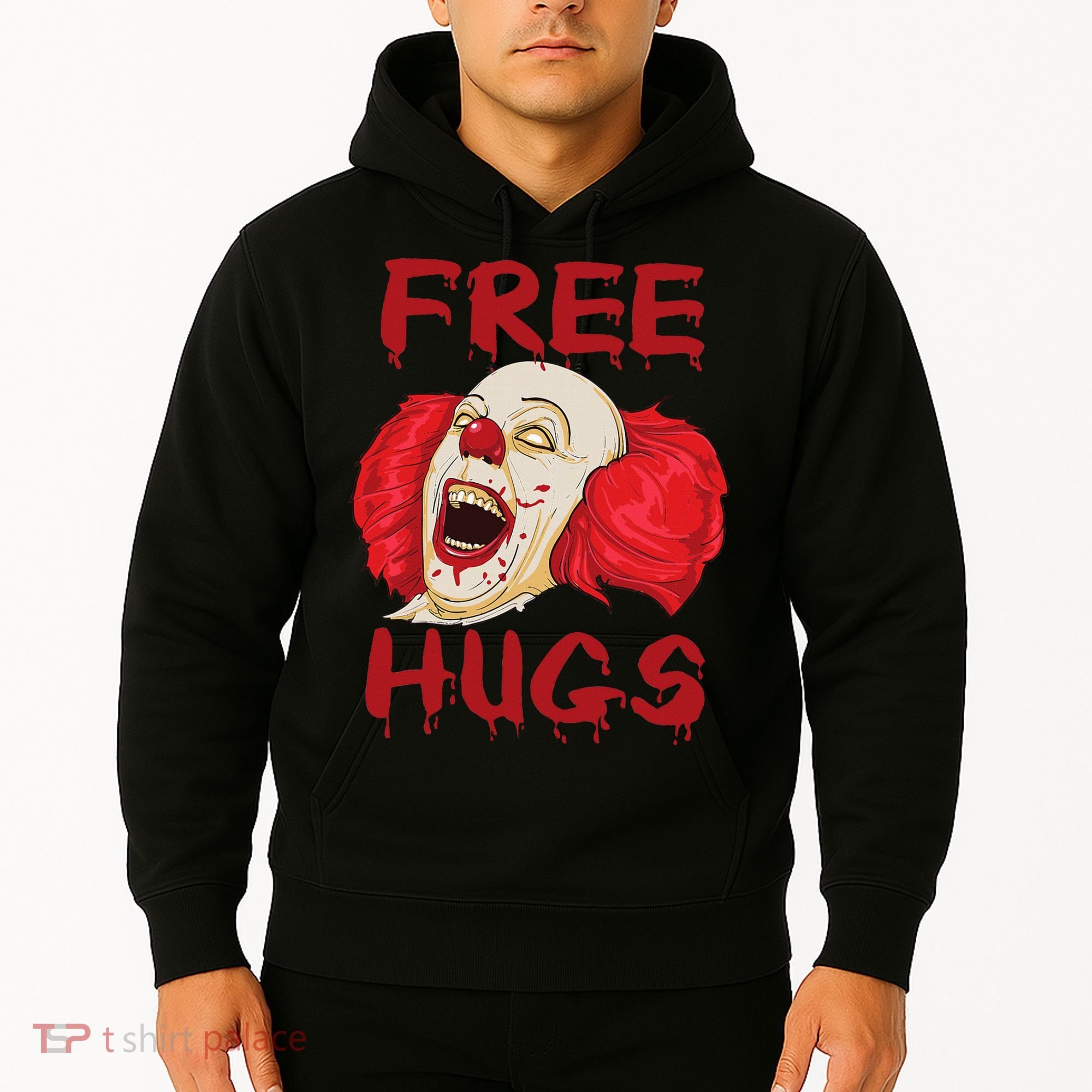 Free Hugs Halloween Evil Killer Scary Clown Horror Gift Hoodie