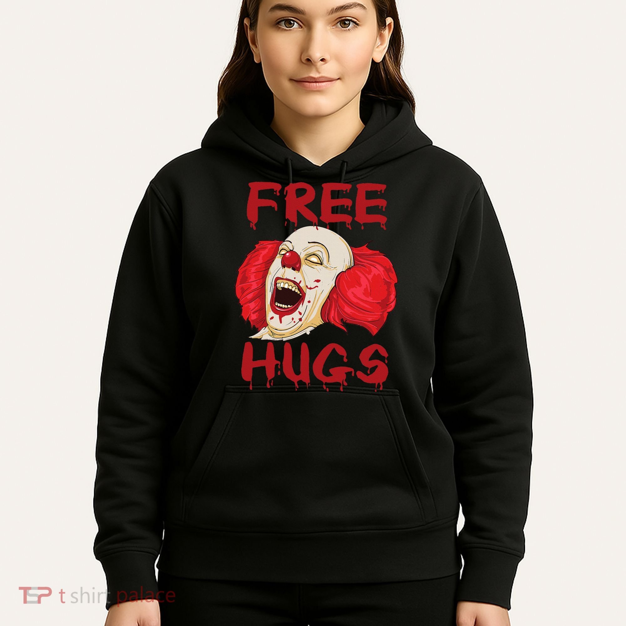 Free Hugs Halloween Evil Killer Scary Clown Horror Gift Hoodie