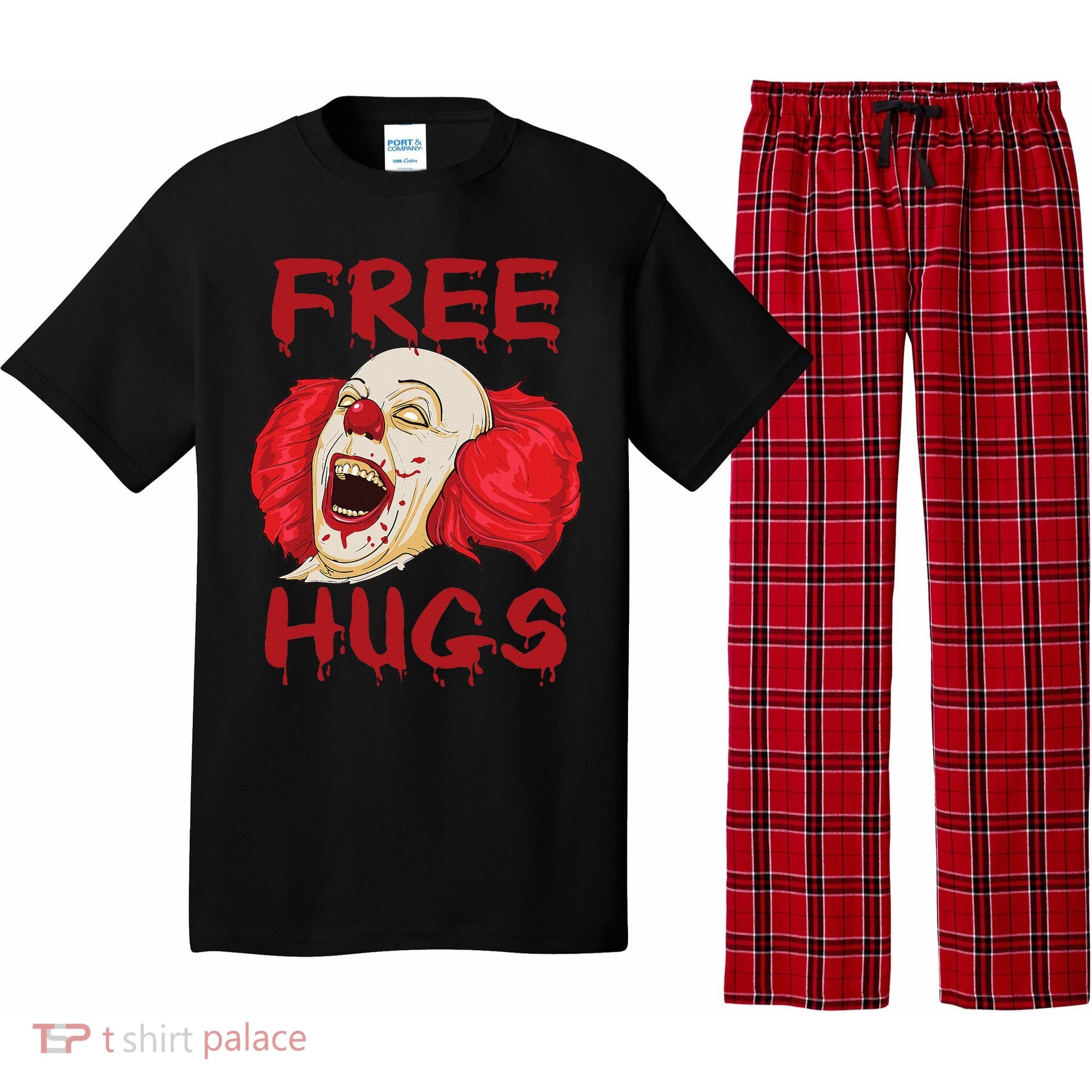 Free Hugs Halloween Evil Killer Scary Clown Horror Gift Pajama Set