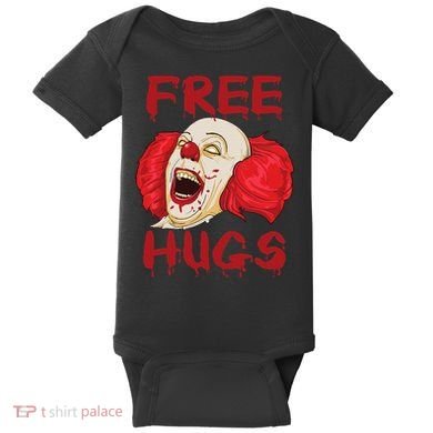 Free Hugs Halloween Evil Killer Scary Clown Horror Gift Baby Bodysuit