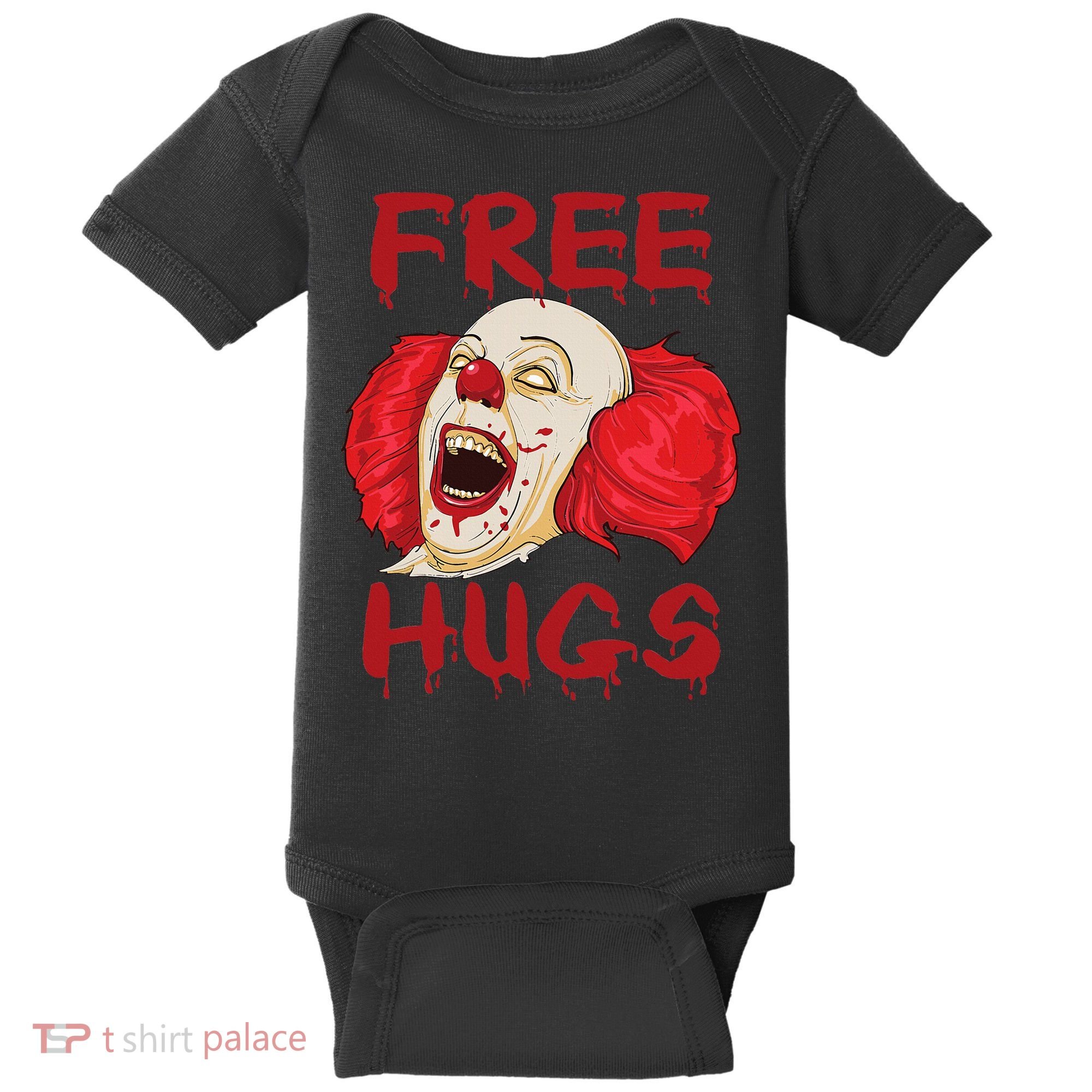 Free Hugs Halloween Evil Killer Scary Clown Horror Gift Baby Bodysuit