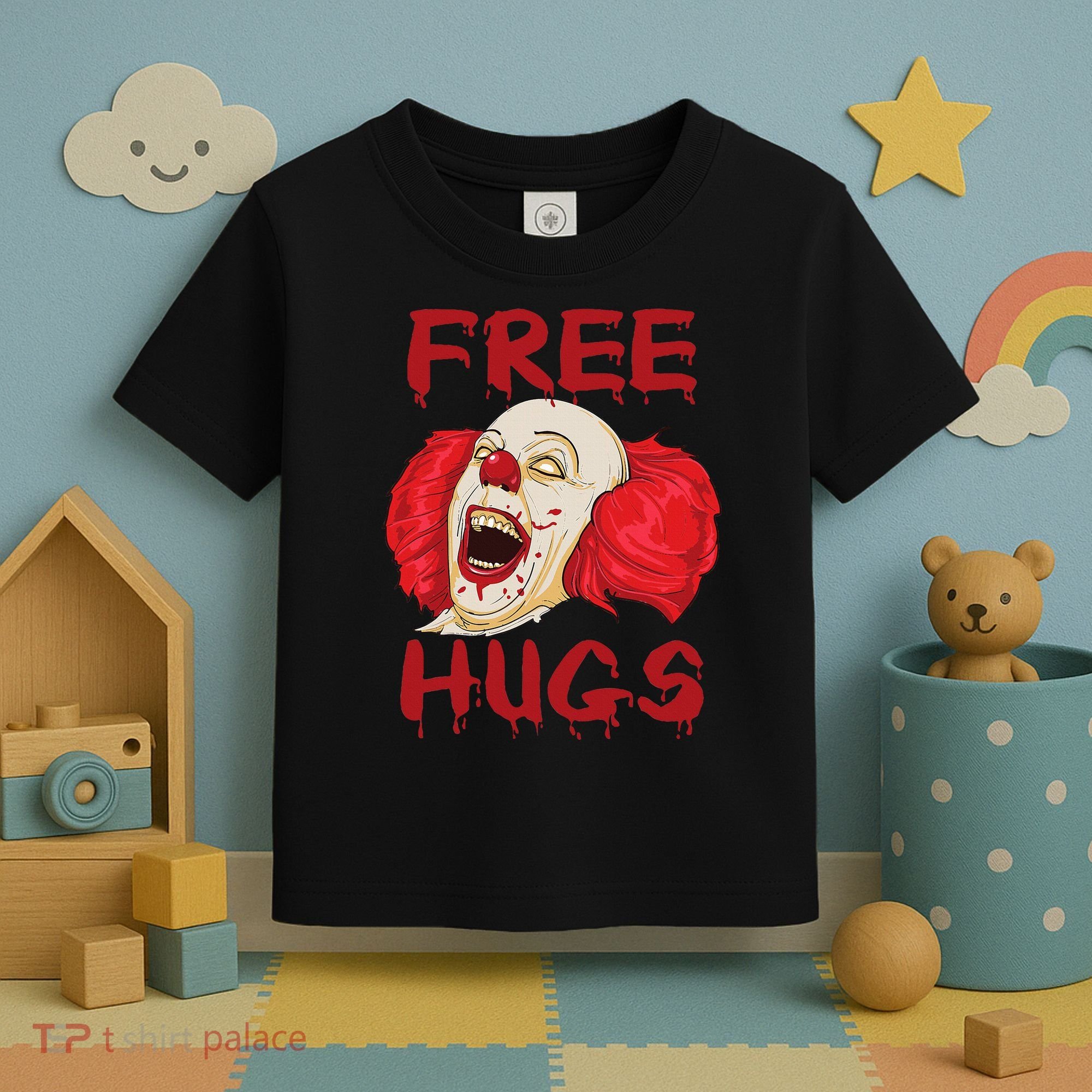 Free Hugs Halloween Evil Killer Scary Clown Horror Gift Toddler T-Shirt