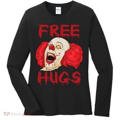 Free Hugs Halloween Evil Killer Scary Clown Horror Gift Women's Long Sleeve Shirt