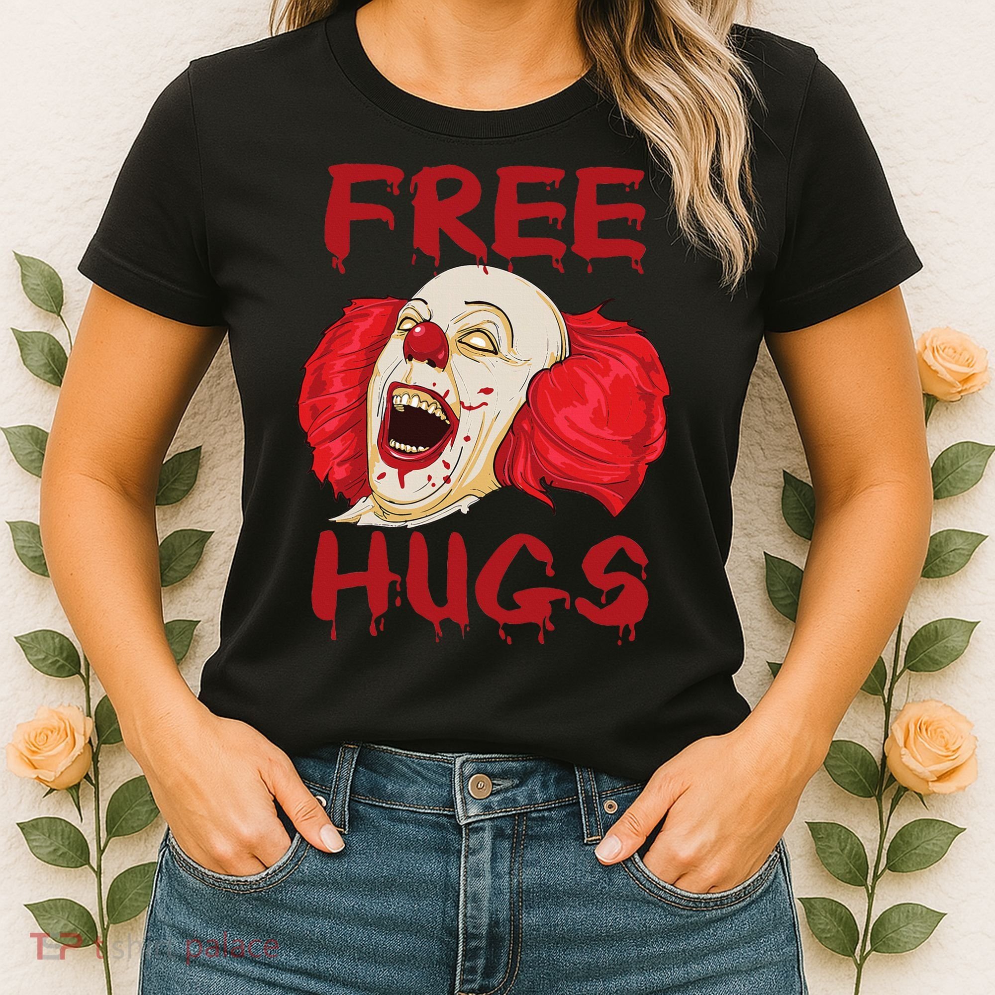 Free Hugs Halloween Evil Killer Scary Clown Horror Gift Women's T-Shirt