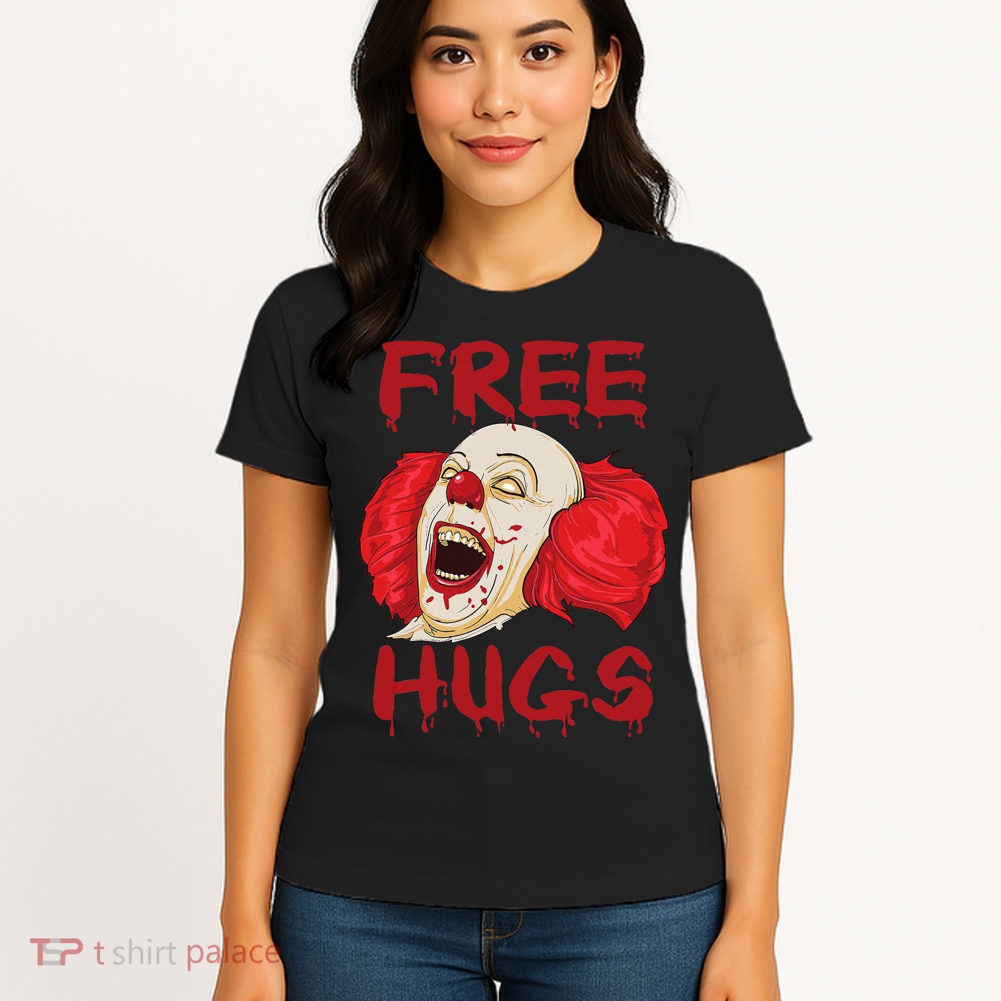 Free Hugs Halloween Evil Killer Scary Clown Horror Gift Women's T-Shirt