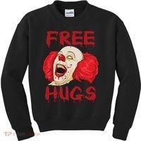 Free Hugs Halloween Evil Killer Scary Clown Horror Gift Kids Sweatshirt thumb 0