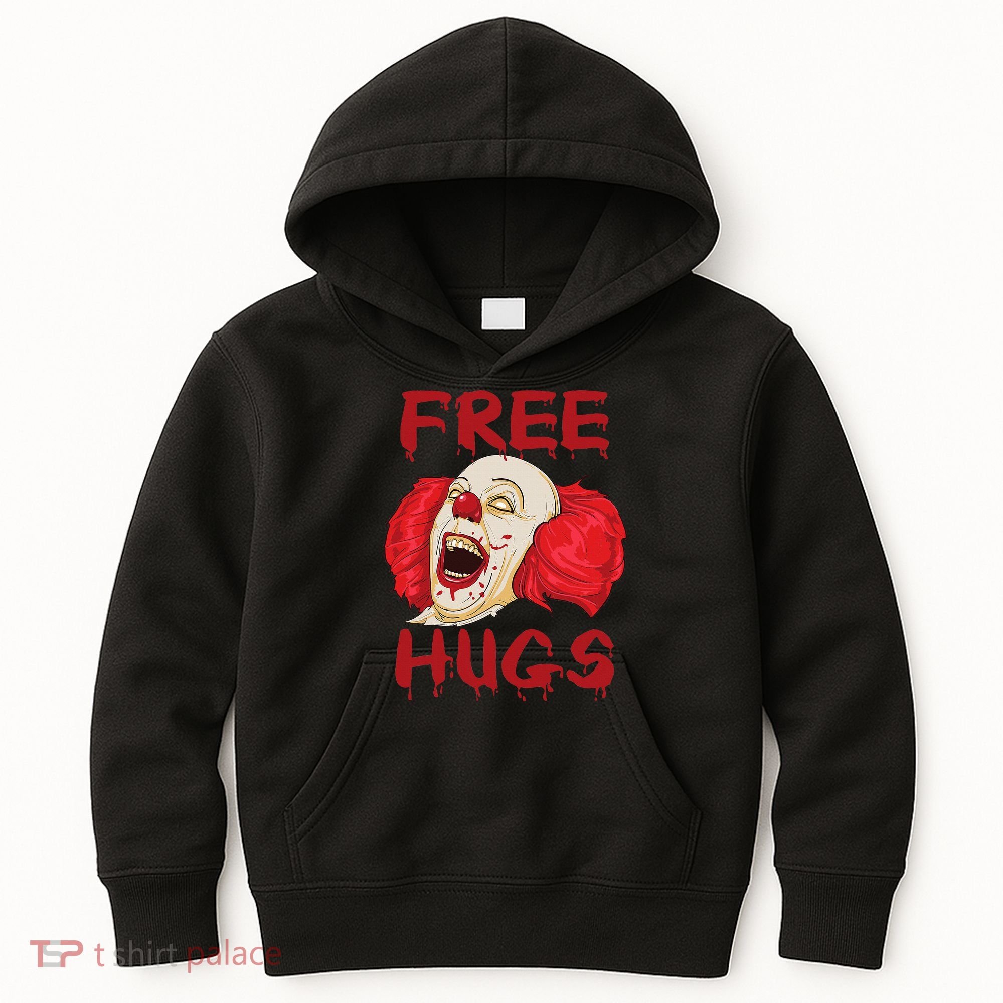 Free Hugs Halloween Evil Killer Scary Clown Horror Gift Kids Hoodie
