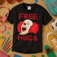 Free Hugs Halloween Evil Killer Scary Clown Horror Gift Kids T-Shirt thumb 3