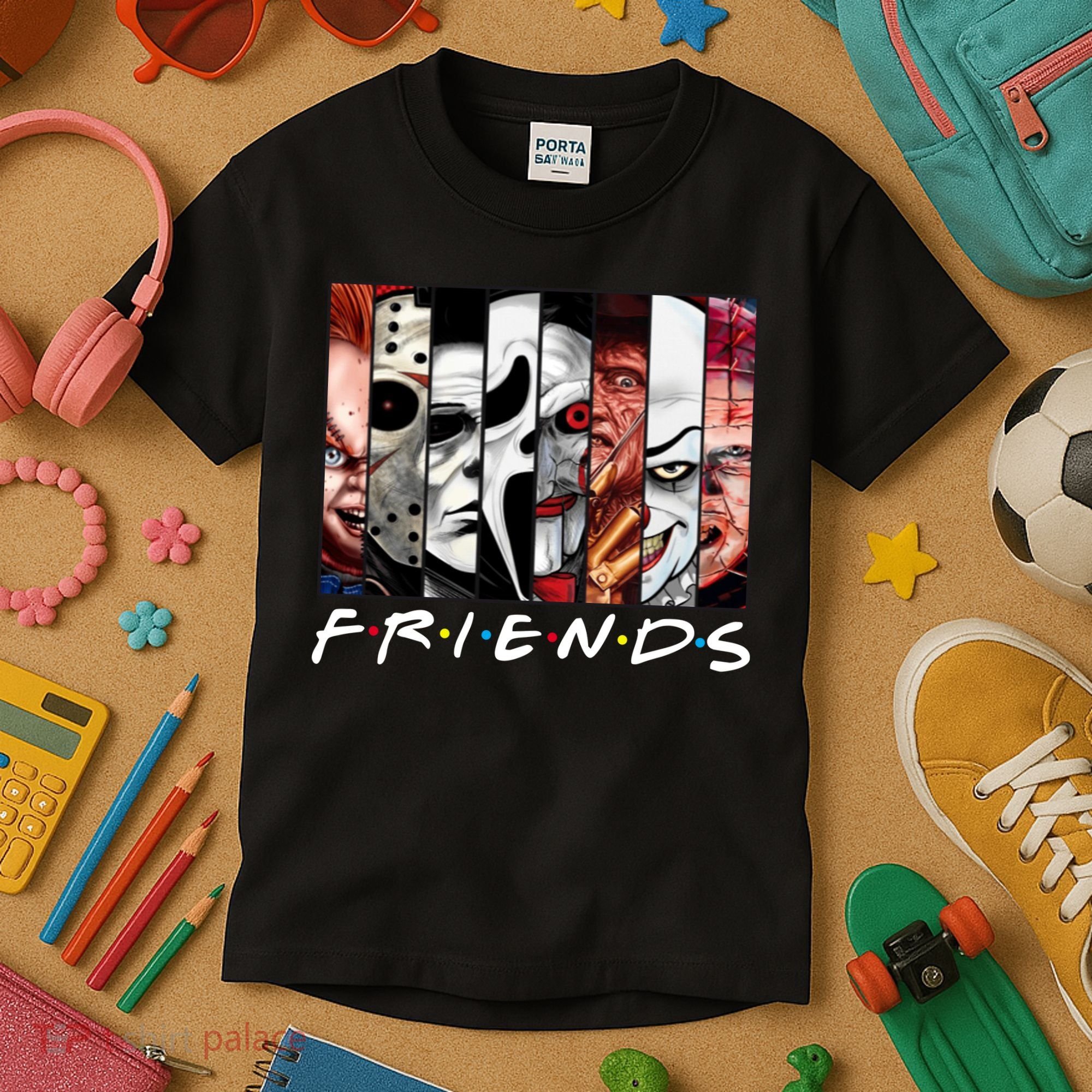 Friends Halloween Horror Squad Parody Kids T-Shirt