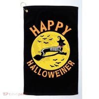 Funny Happy Halloweiner Dachshund Lover Golf Towel thumb 0