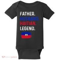 Father Husband Haitian Legend Proud Dad Haiti Flag Baby Bodysuit thumb 0