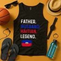 Father Husband Haitian Legend Proud Dad Haiti Flag Tank Top thumb 4