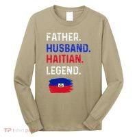 Father Husband Haitian Legend Proud Dad Haiti Flag Long Sleeve Shirt thumb 0