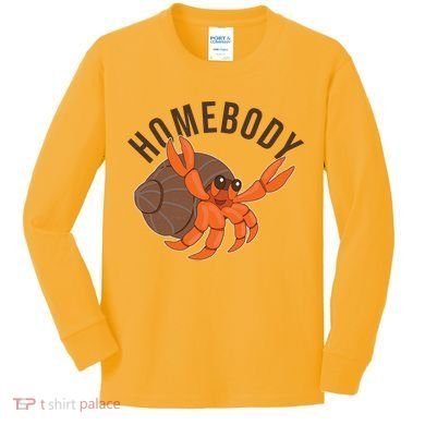 Funny Homebody Hermit Crab Kids Long Sleeve Shirt