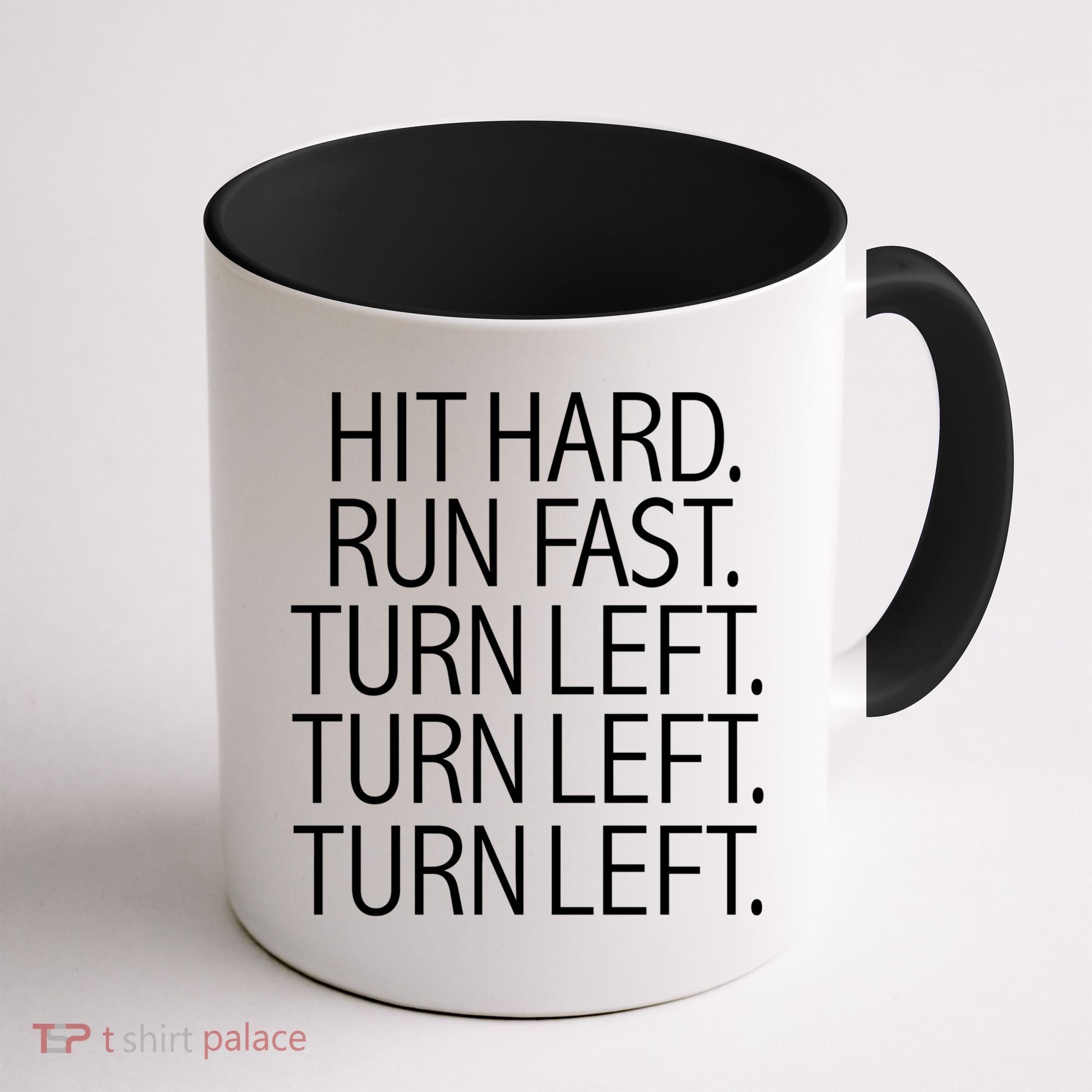 Funny Hit Hard Run Fast Turn Left Baseball Pitcher Gift Coffee Mug