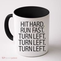 Funny Hit Hard Run Fast Turn Left Baseball Pitcher Gift Coffee Mug thumb 0
