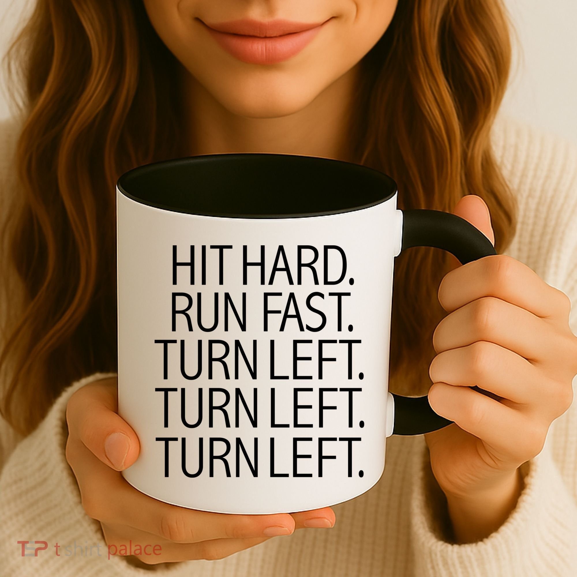 Funny Hit Hard Run Fast Turn Left Baseball Pitcher Gift Coffee Mug