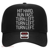 Funny Hit Hard Run Fast Turn Left Baseball Pitcher Gift Hat thumb 0